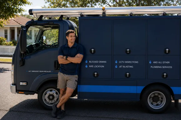 Our plumber with the service van on a Arndell Park job