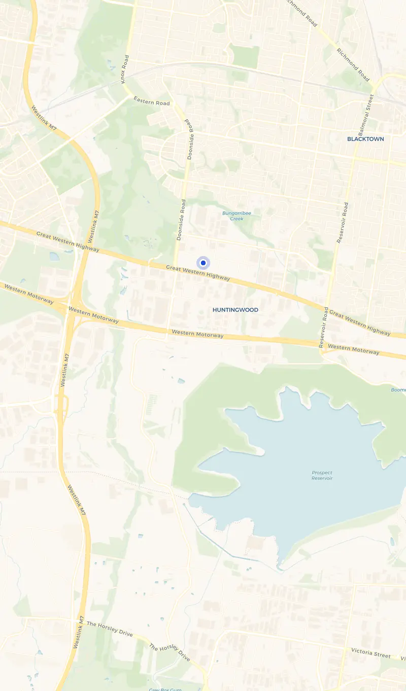 Map of the Arndell Park service area and the surrounding suburbs we cover.