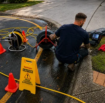 Burst drain pipe being repaired in Arndell Park